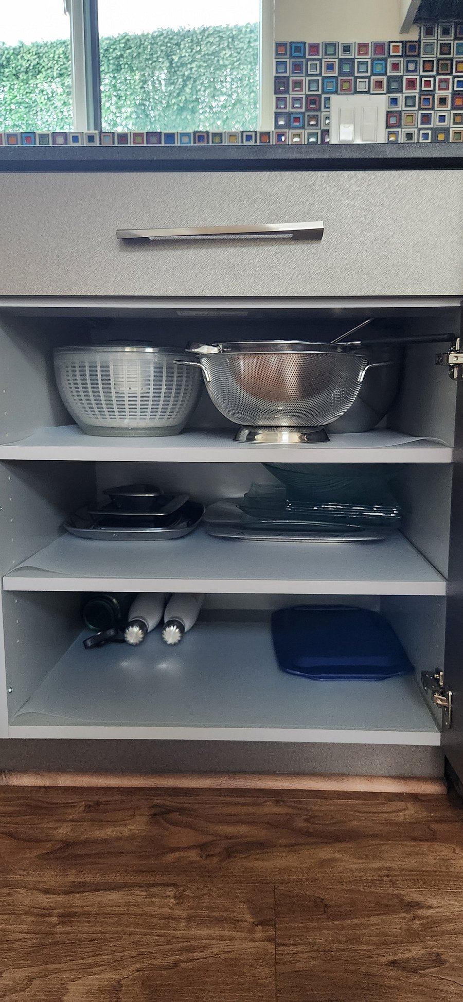 Salad spinner, strainers in all shapes and sizes, s well as bowls, and glass dishes for serving up your favorite fare.