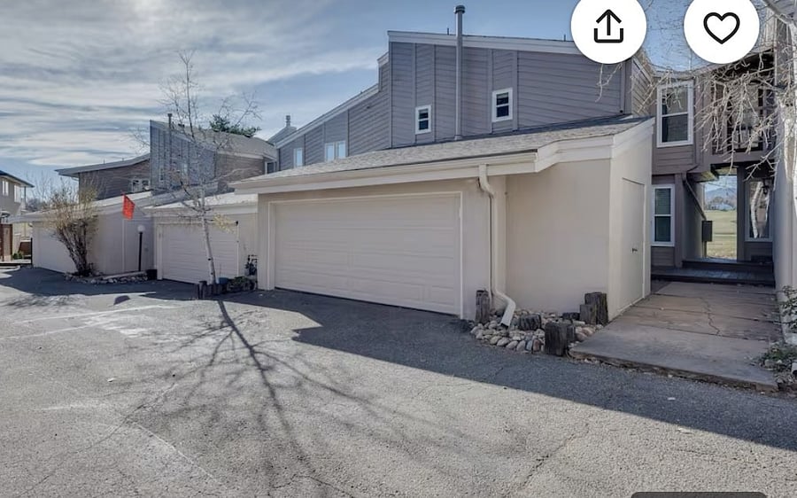 Townhouse access view + garage view from private street