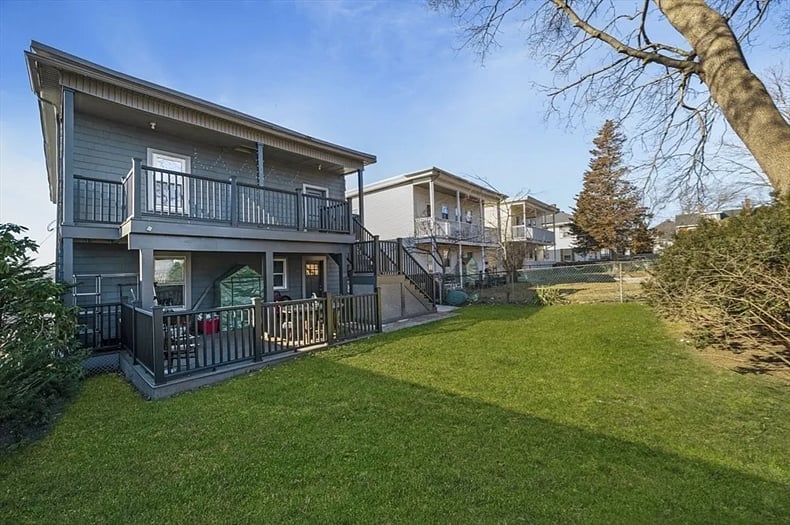 This is the backyard, the top deck is private to your unit.