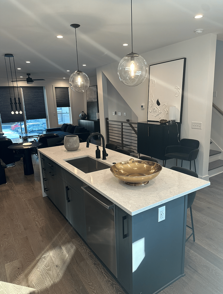 Kitchen Overlooking Dining Room and Living Room