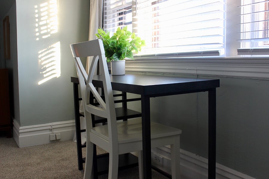 Natural light pouring onto the desk