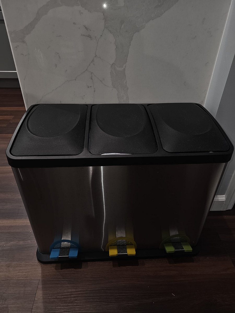 NYC Sanitation 3-Bin Kitchen Recycling Combo Trash Can