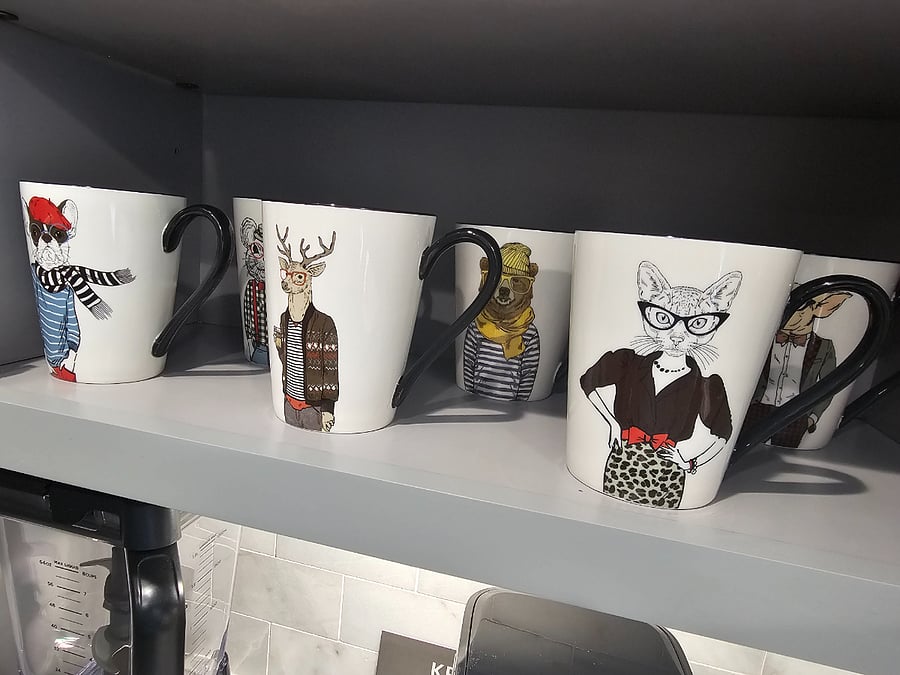 Full Set of Individually Identifiable Coffee Mugs