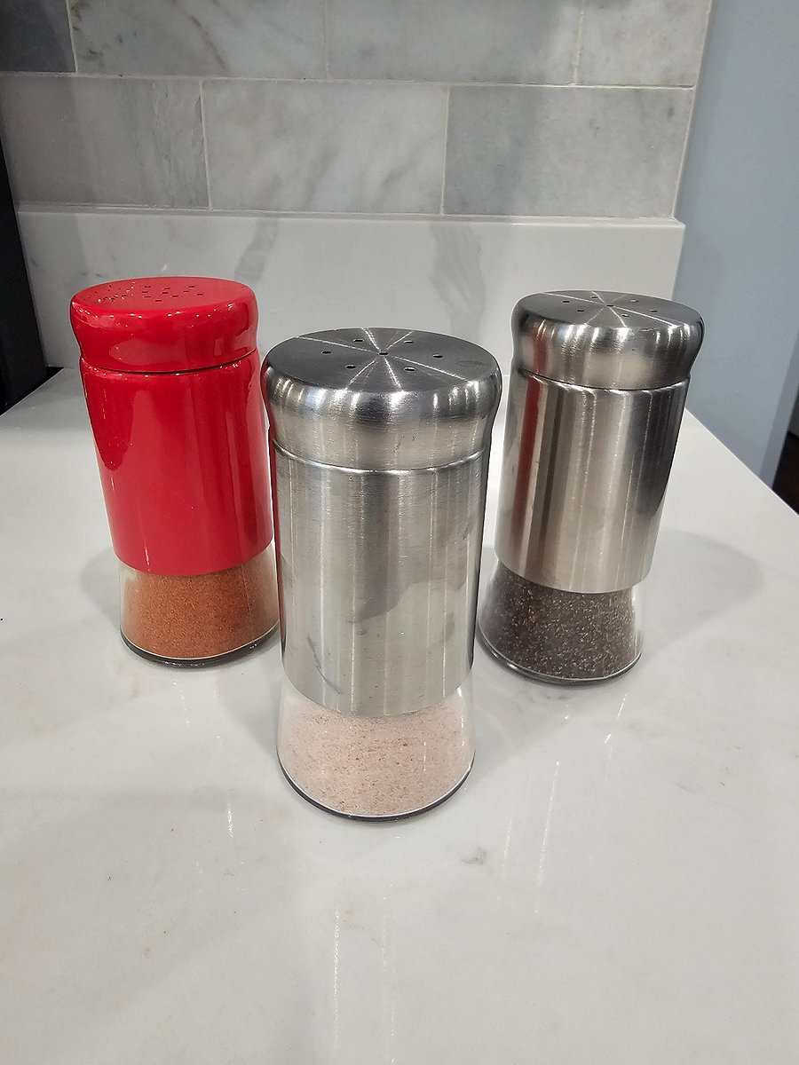 Salt, Black Pepper and Cayenne Pepper Shakers