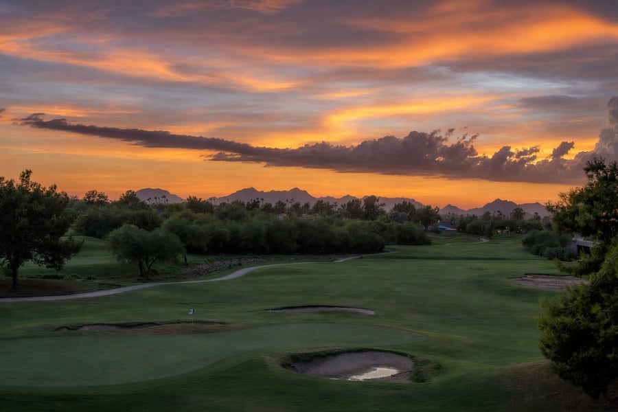 Sunset balcony view of Stonecreek 8th hole & Camelback