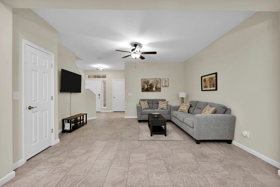 Living room has a 55-inch smart tv, and high-speed fiber-optic internet access is included in the rent!