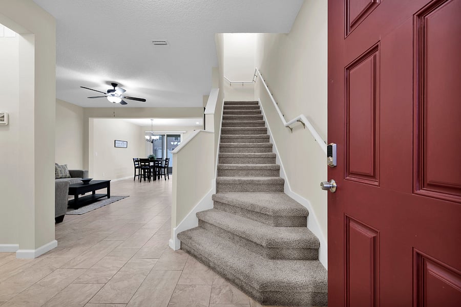The only carpet in the home is on the stairs, just to prevent slipping!