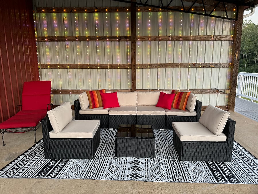 Patio to lounge on and watch horses across the street