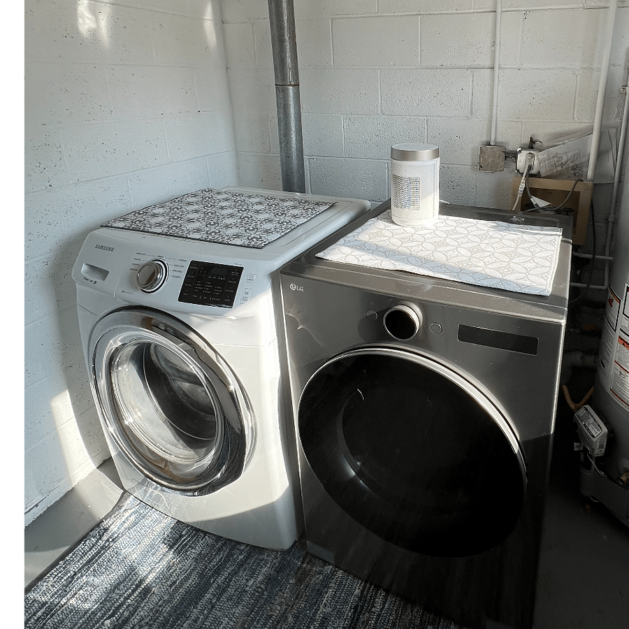 Your private laundry space with long counter for folding, and utility sink for hand wash items.