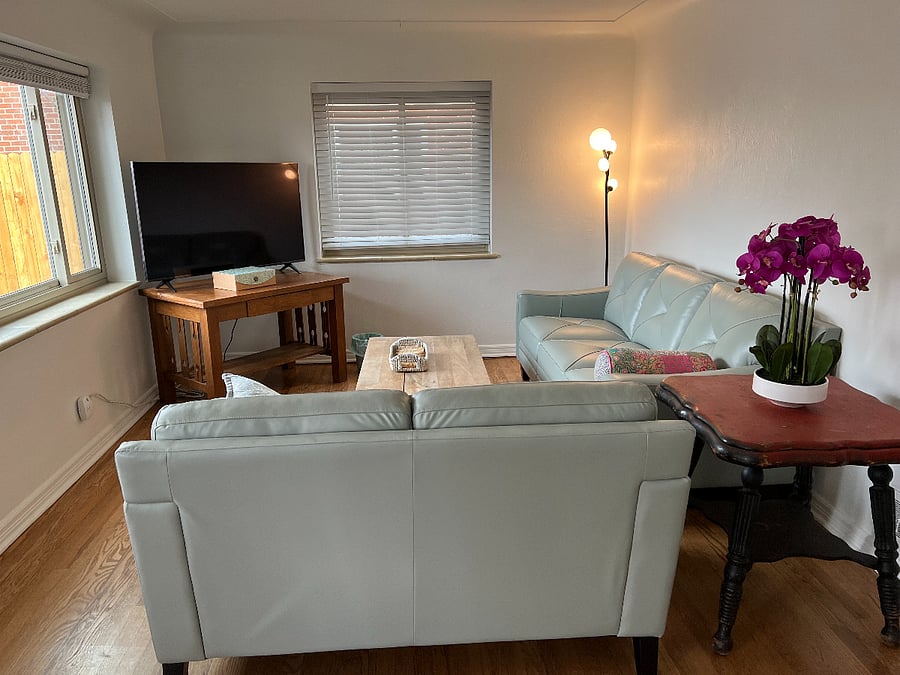 Living room with lift up coffee table for working or dining. Brand new LG TV. Peacock and Hulu and bring your firestick.