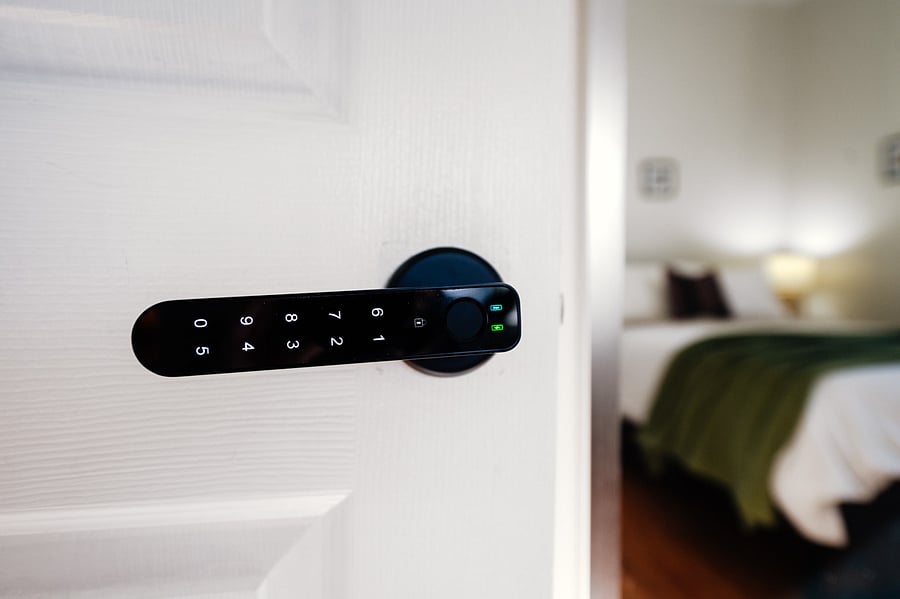 Locking door handle to your room. Code or fingerprint and there is an app for your phone.