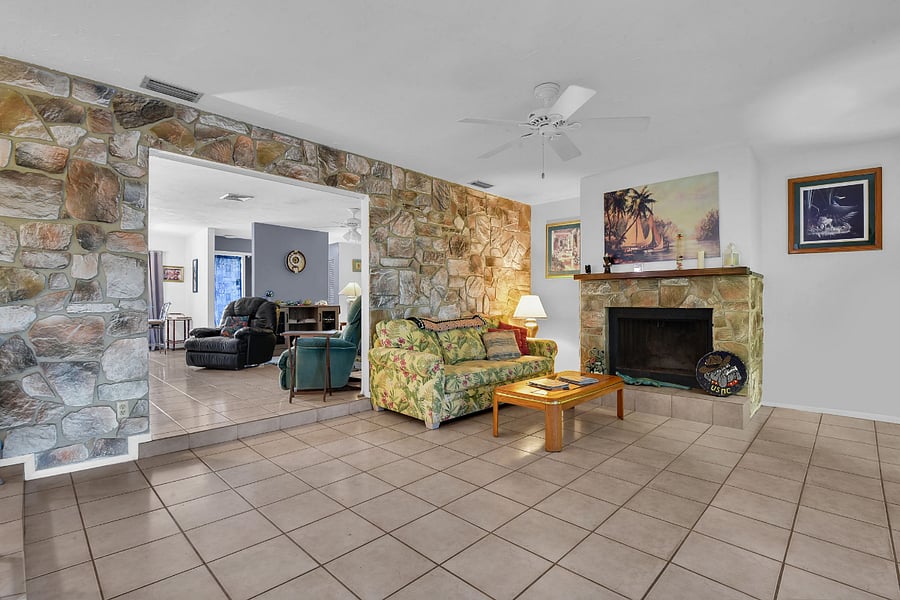 Sunken Living Room with couch that makes into a Queen bed
