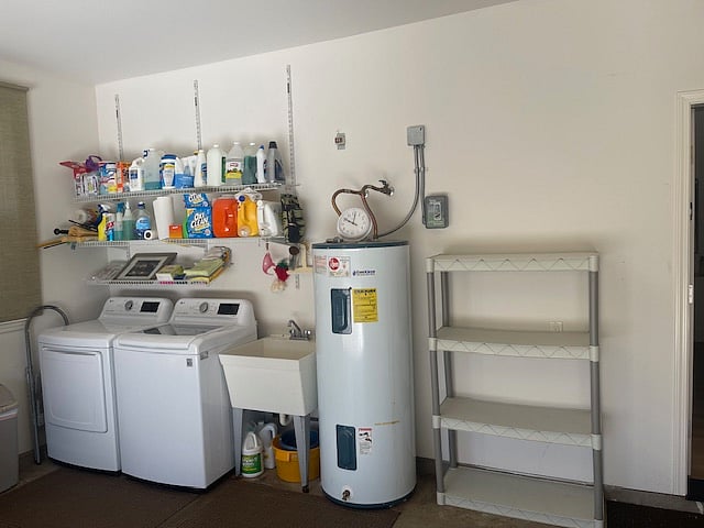 Washer and dryer in the garage.