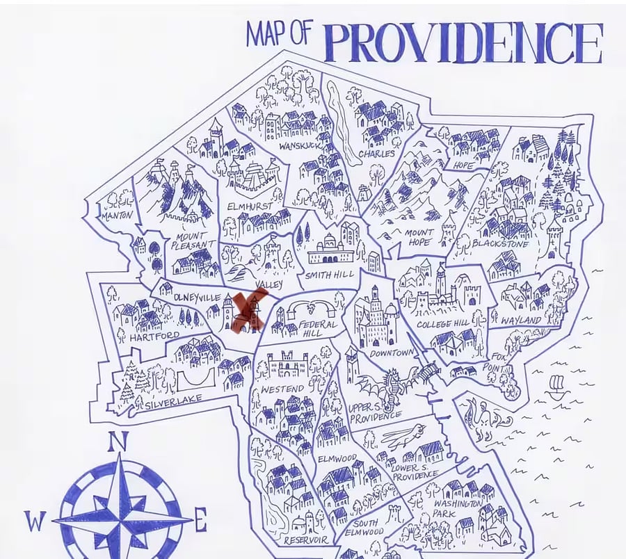 Olneyville Map Location, 5 minutes from Historic Federal Hill and 10 minutes from Downtown Providence