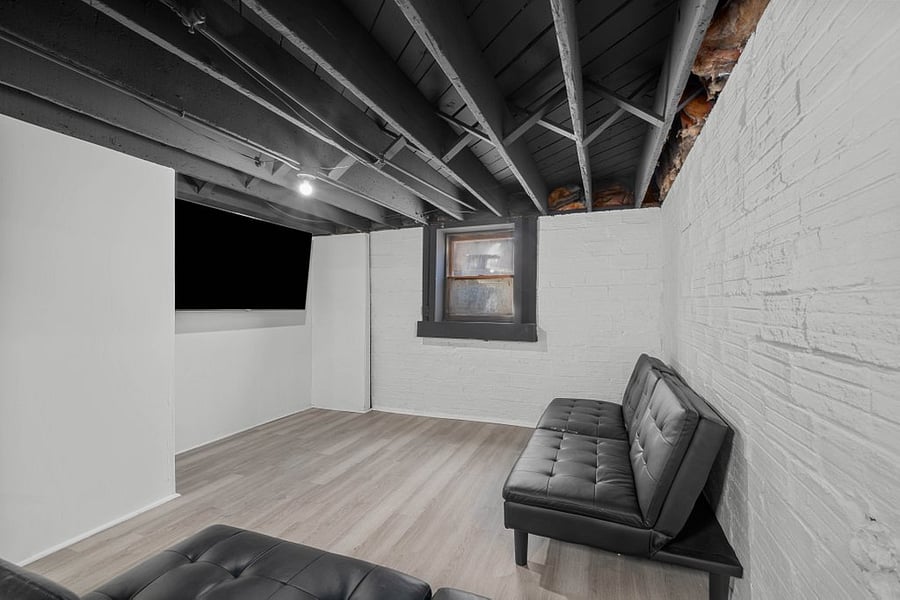 Basement home theater is a great touch, a huge bonus you don't get at most short term rental, and an exercise bicycle has been added since the picture.