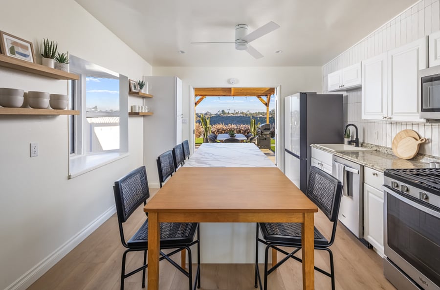 Fully stocked open kitchen