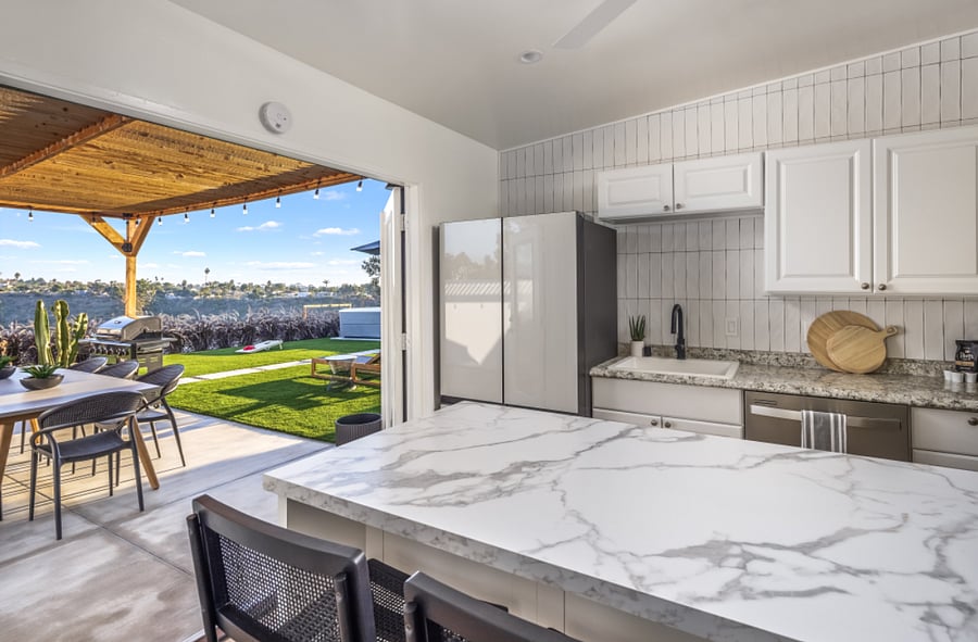 Fully stocked open kitchen