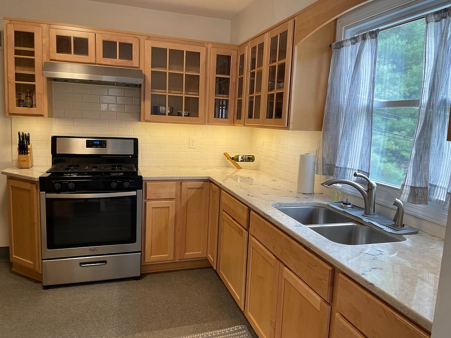 Gas stove in updated kitchen
