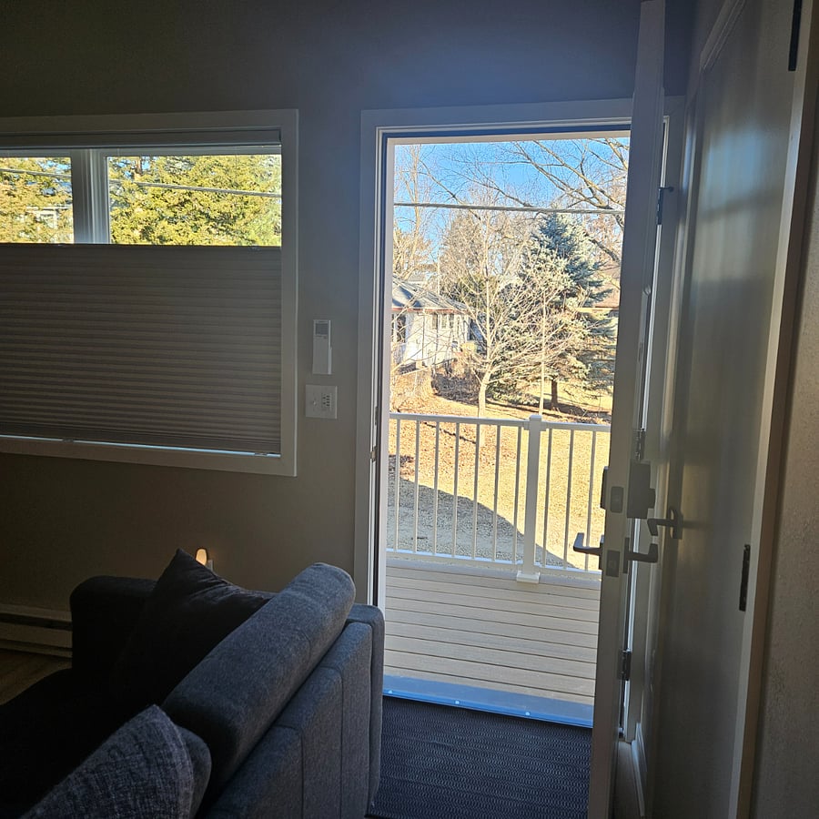 View from living room out to private deck