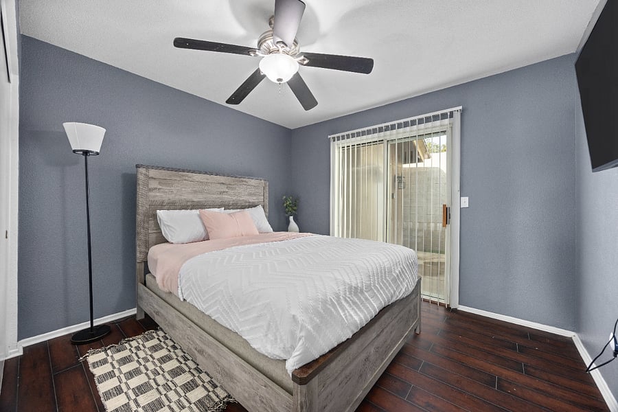 Bedroom With TV
Comfortable bedroom featuring smart TV and furnished setup