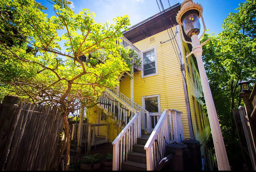 A working antique streetlamp welcomes you on arrival to our historic East Boston home. (Any Chronicles of Narnia fans out there? Because whenever it snows, you get the feeling that Mr. Tumnus might just come strolling by!)