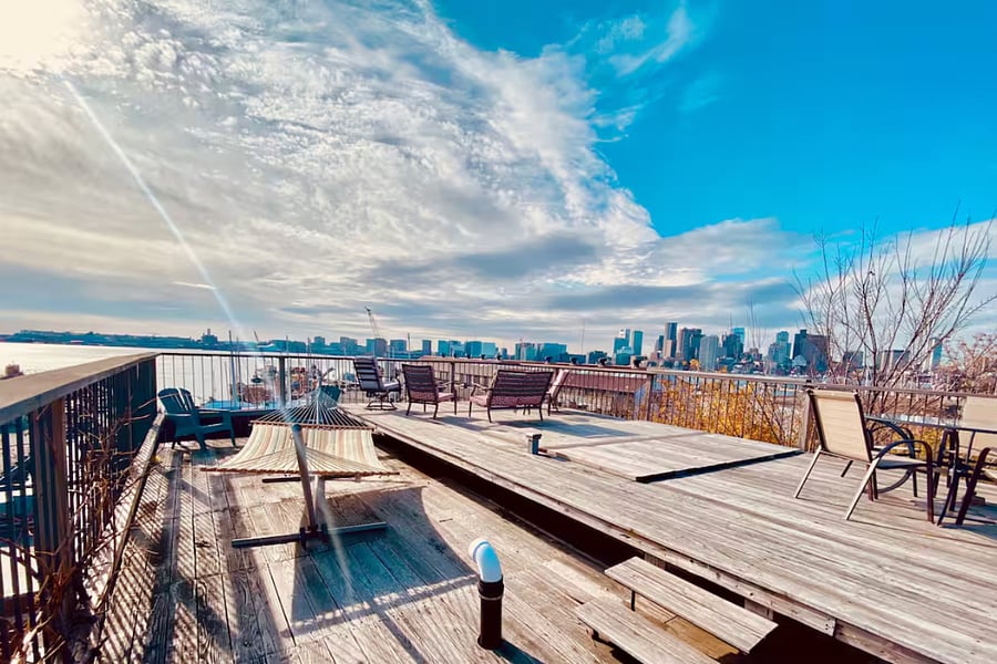 Even on cold winter days the sun often shines bright in Boston, and our roof deck is the perfect spot for lots of fresh air and some big city and water views.