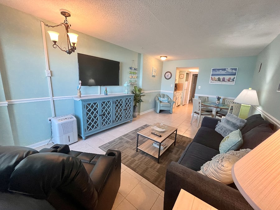 View from balcony into living room