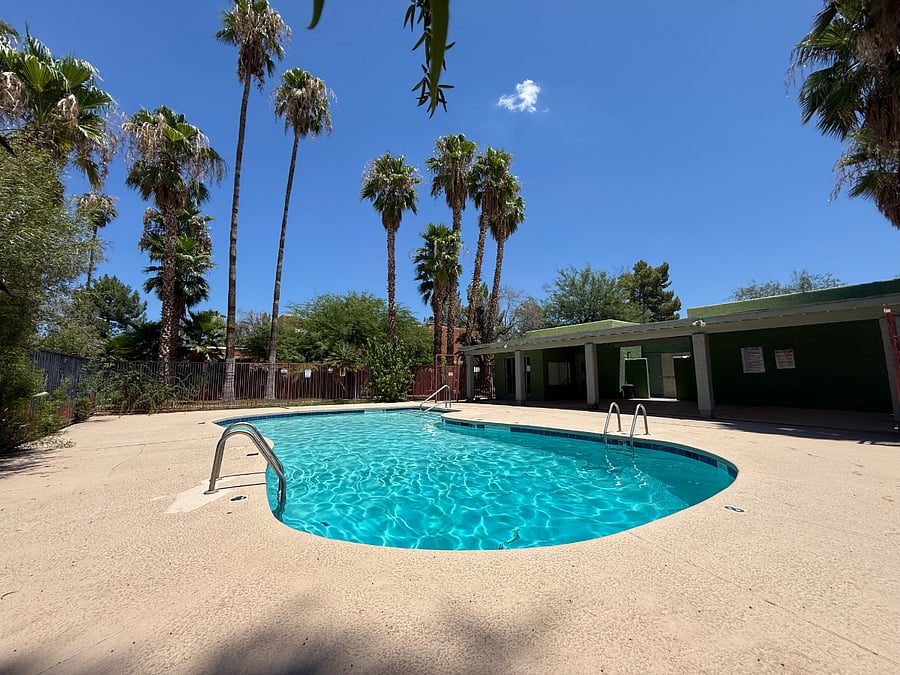 Pool has a large shade area.