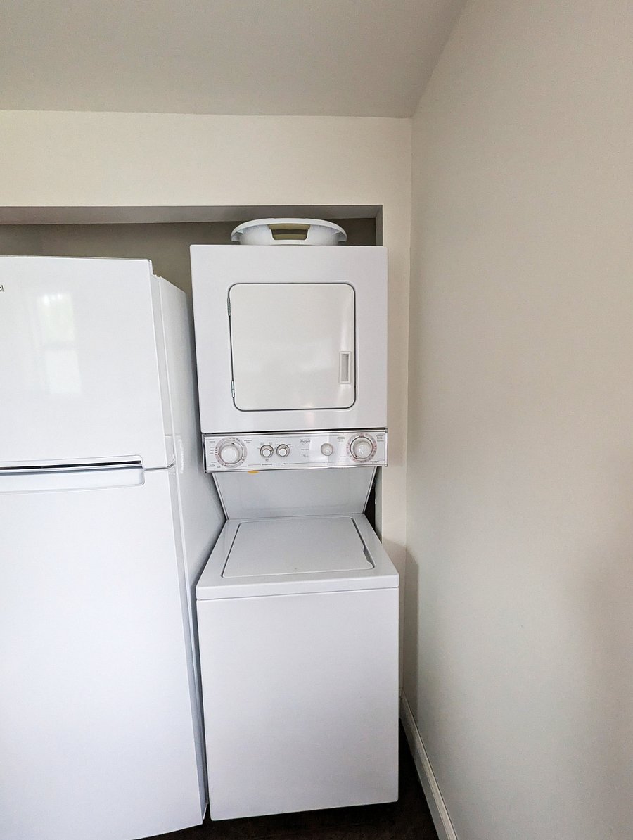 Full Size Refrigerator w/Ice Maker.
In-Unit Compact Washer & Dryer