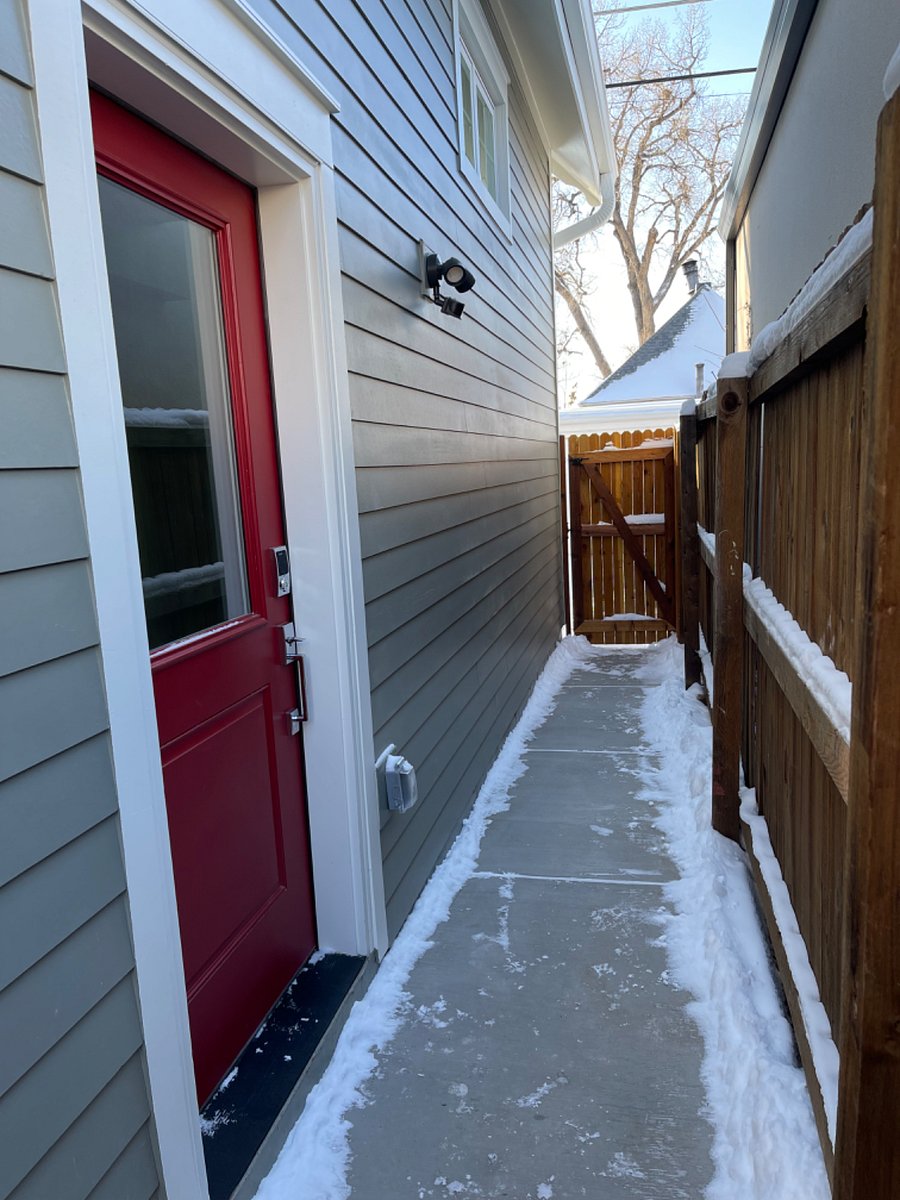 Front door with private entrance and keyless keypad locking system