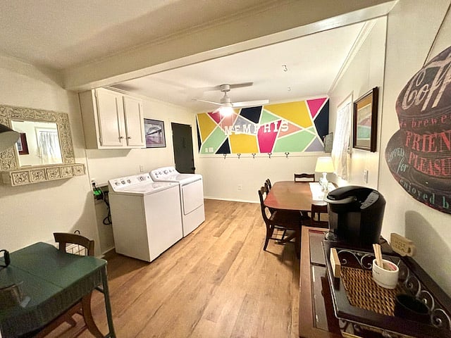 Multi-use dining area/laundry/study