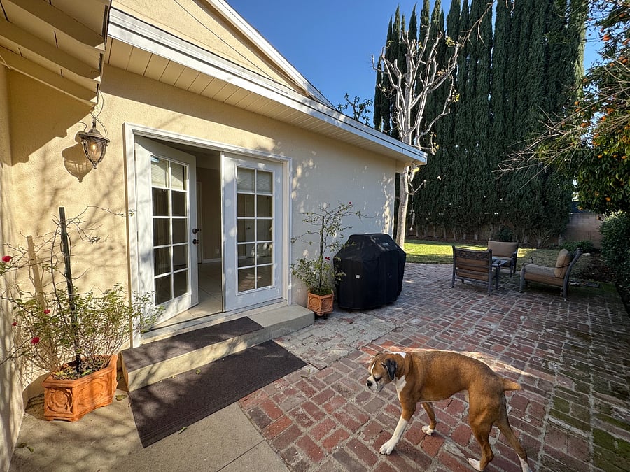 French Door Side Exit to Rear Yard - From Studio