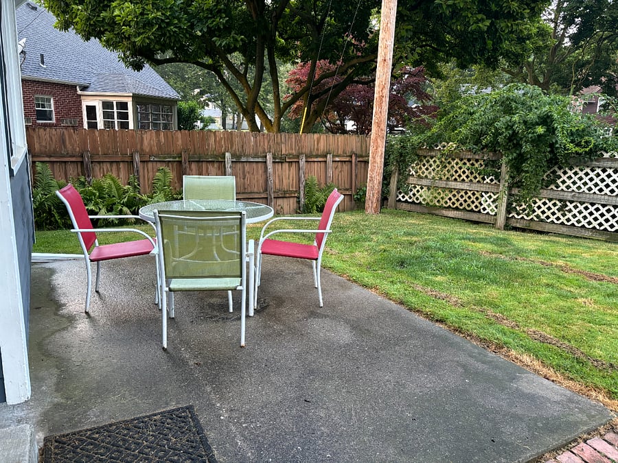 Updated photo to come. Firepit has replaced the table.