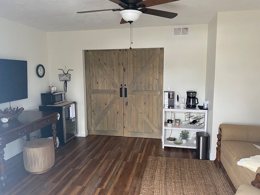 Barn door entry to dining room