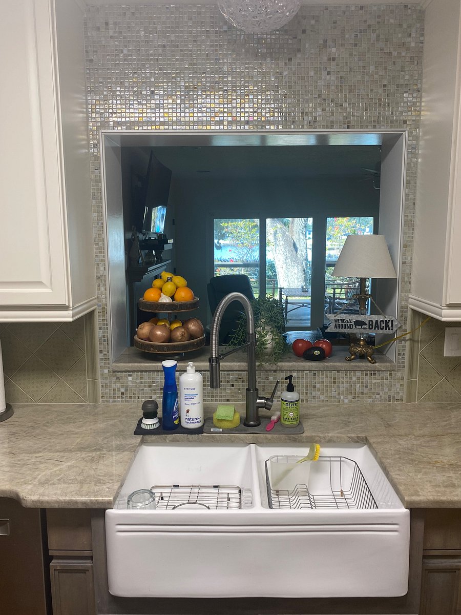 Large kitchen sink with smart faucet