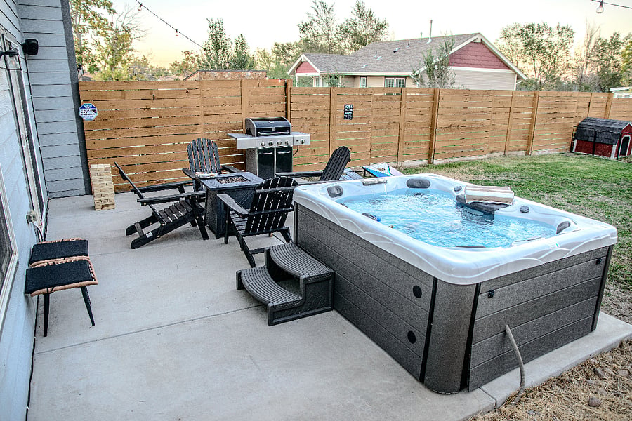 Professionally maintained hot tub. Enjoy soaking in the hot tub after a long day, make dinner on the grill and roast S'mores for a treat on the fire pit.