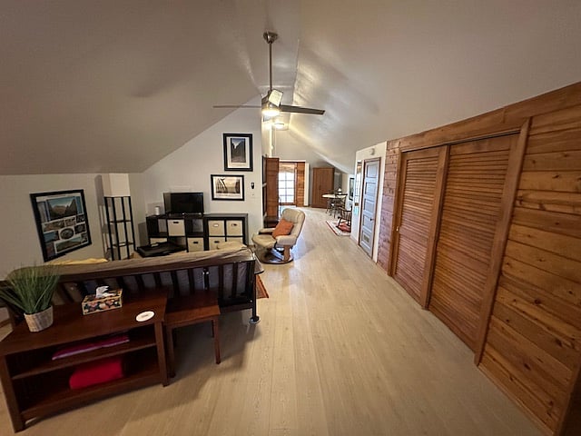 Overview from sleep area. Note large closet space with sliding doors.