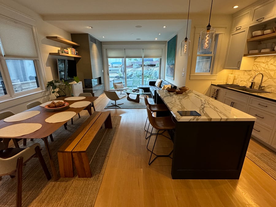 Kitchen, Dining, Living