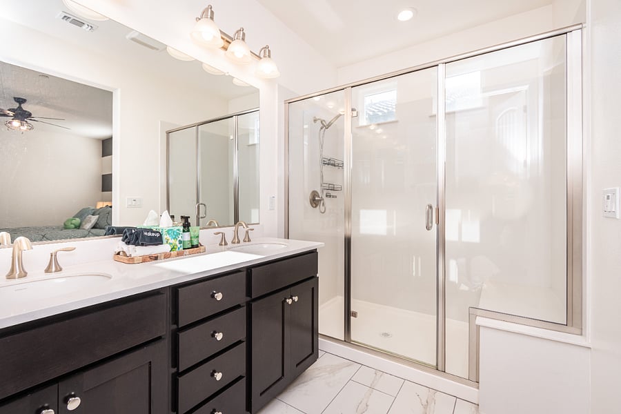 Primary Bathroom with Large Shower and Double Sink