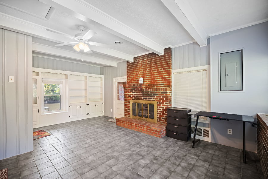 Front entry, computer desk and chair and storage drawers