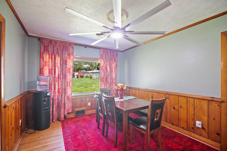 Dining room looking out the front of the house