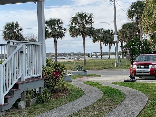 Driveway and parking off side entrance