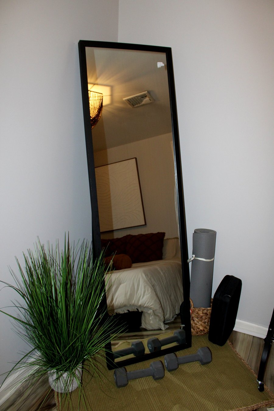 full mirror with yoga amenities
