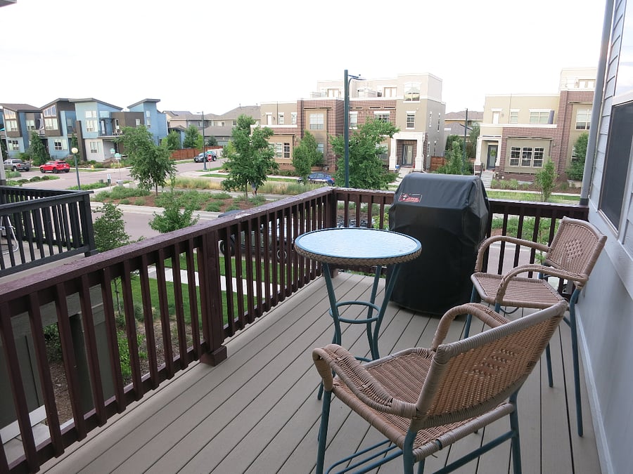 Second floor deck with gas grill overlooking the neighborhood.