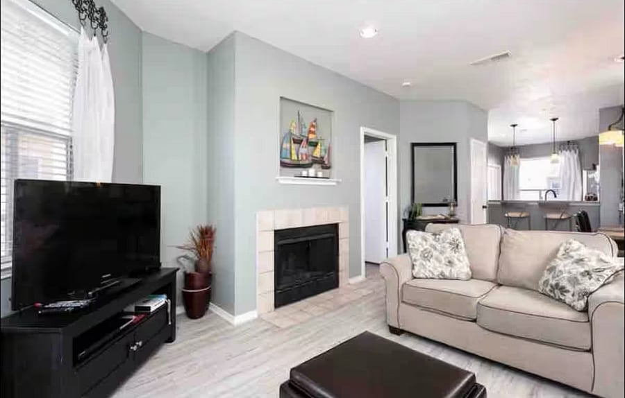 Living room with pull out couch for guests