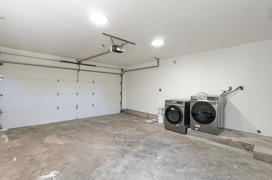 Garage with washer and dryer units