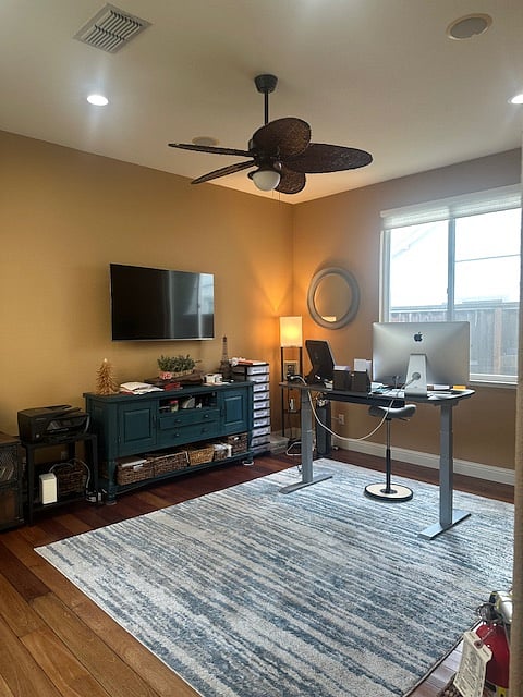 Dedicated office space with Smart TV
Left side wing of the home outside of bedrooms/shared bath