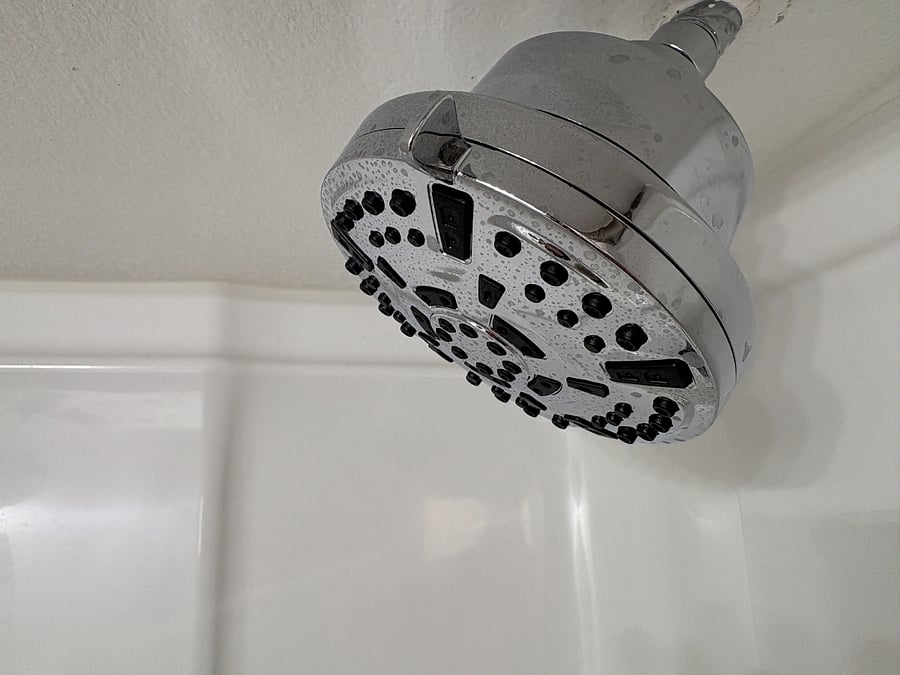New filtered-water shower head with 8 settings.