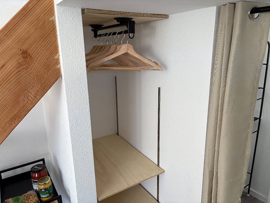 Closet space with adjustable shelves