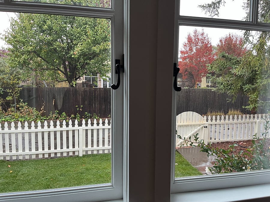 View from Living Room to enclosed front yard